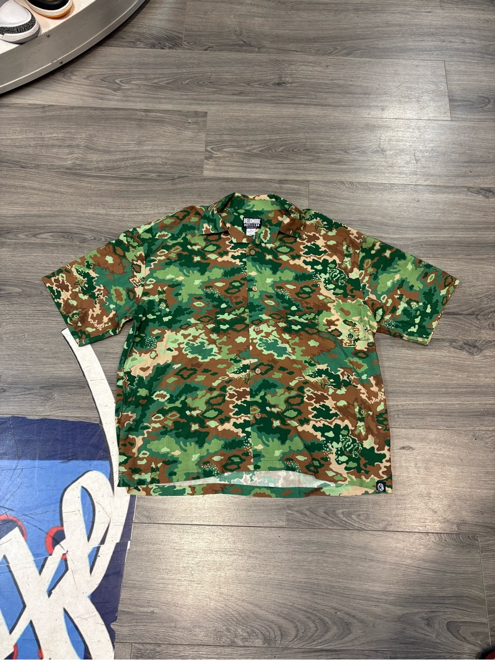 Billionaire boys club asteroid woven Short-Sleeve Camo Print Shirt - Green/Brown